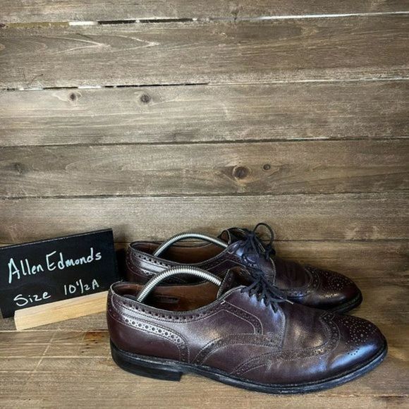 Mens Allen Edmonds Concord Wingtip Brown‎ Leather Brogue Dress Shoes Size 10.5 A - Picture 1 of 6